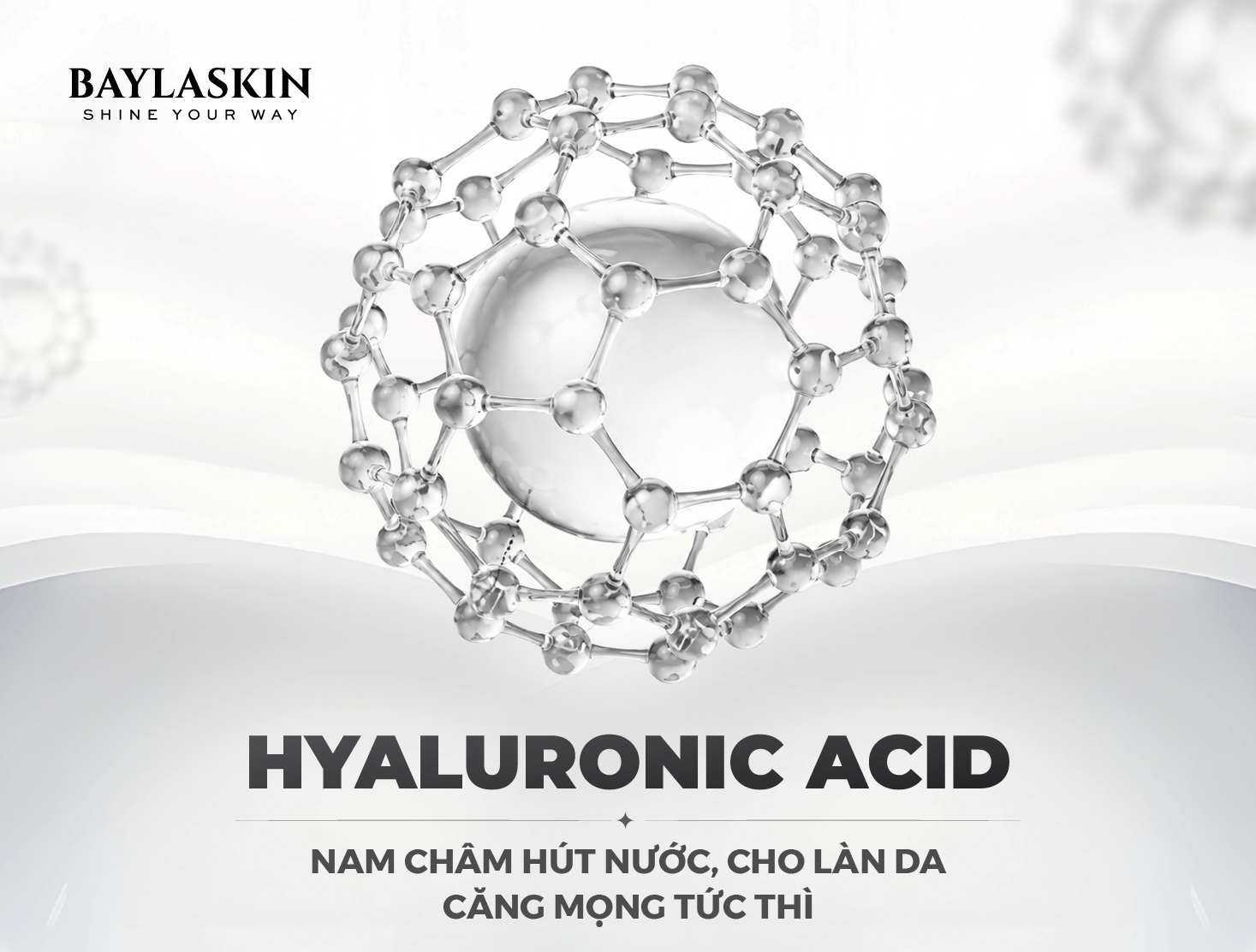 Hyaluronic Acid – Nam châm hút nước cho làn da căng mọng tức thì: Bí quyết cấp ẩm toàn diện từ bên trong